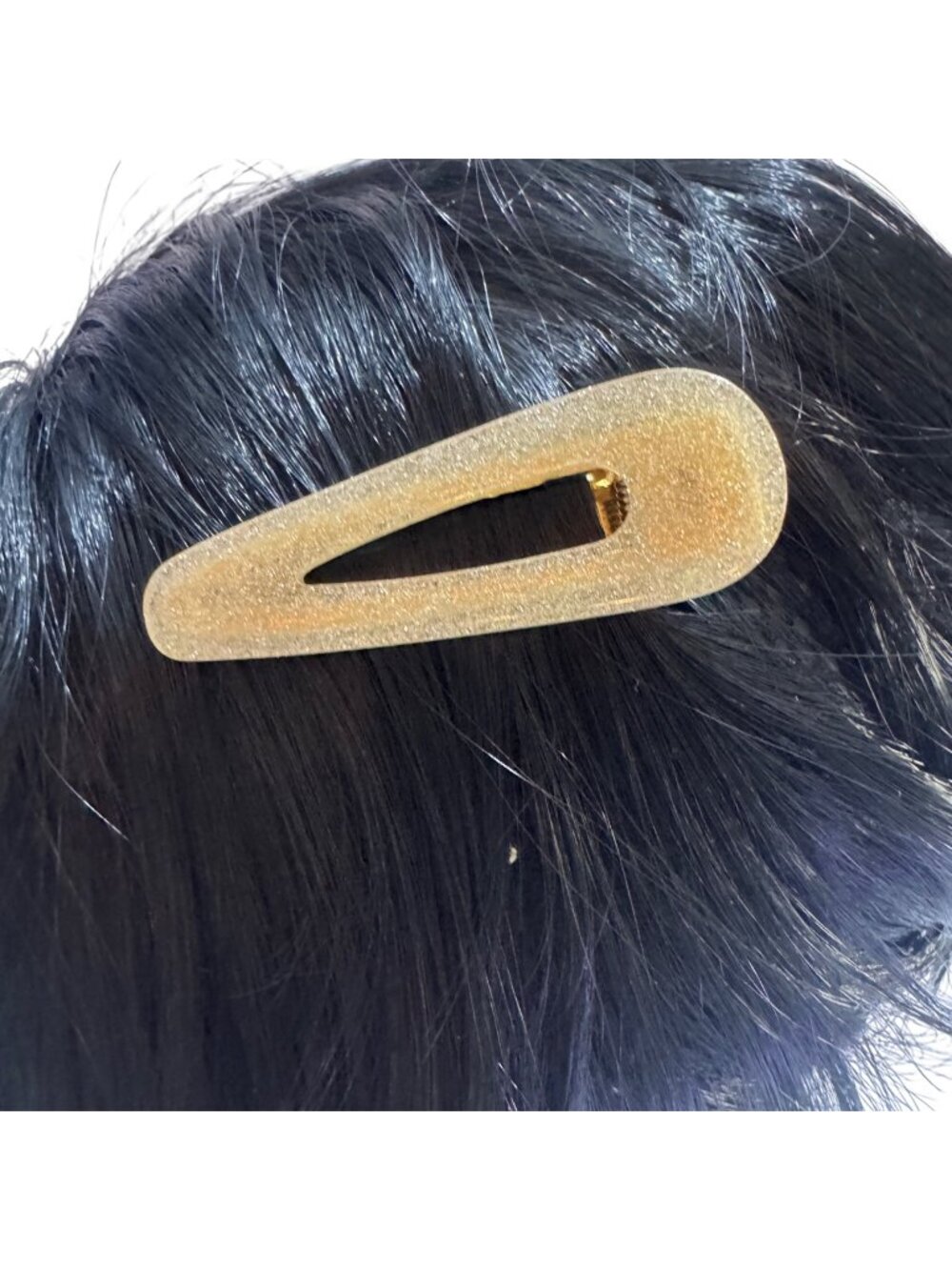 Glitter Gold Hair Clip Set Sparkle Acrylic Snap Barrettes